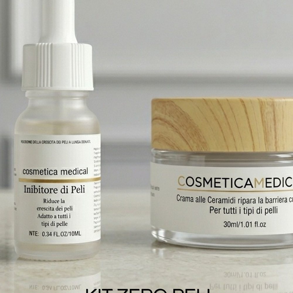 Protocollo Completo: inibitore viso, inibitore corpo, crema alle ceramidi e rasoio dermoplaning